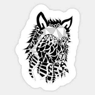 black kiba the wolf in mexican pattern arts ecopop wild dog Sticker